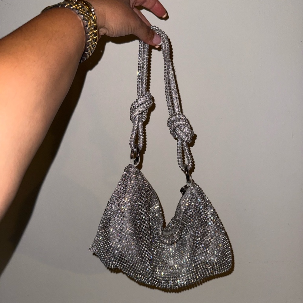Elegant Silver Rhinestone Women's Bag